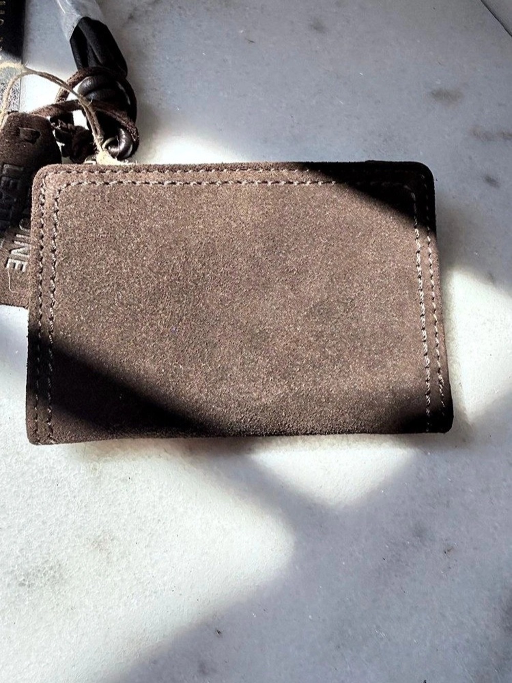 NWT Genuine Leather suede Mini Zip Pouch Wallet – Dark Brown Vintage Style
